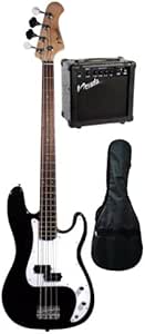 Nevada Bass Guitar Package - includes black Nevada bass guitar, 15w amp, bag, lead &amp; strap