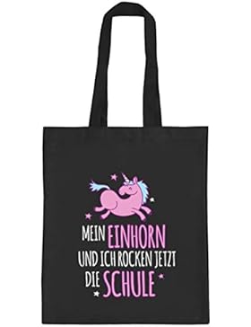 Einschulungsgeschenk Erstklässler natur Jutebeutel Mein Einhorn und ich rocken jetzt die Schule
