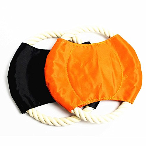 XJoel Pet Throw Toy Braided Cotton Rope Frisbee Dog Chew Toys Outdoor Training Tool Canvas Flying Disc Pack of 2 (Random Color)