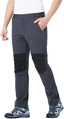 Qitun Men's/Women's Soft Shell Climbing Ski Trousers Removable Waterproof Outdoor Keep Warm Climbing Harness Pants Gray Men XXL