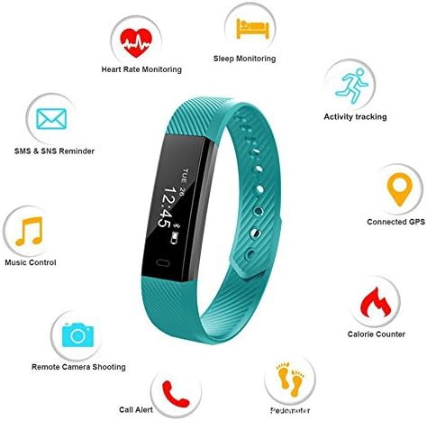 HSW Fitness Tracker Smart Bracelet Fitness Wristband Heartrate Monitor Pedometer Sleep Monitor Health Sport Acitivity Tracker for Android iOS Smartphones (ID115HR - GREEN)