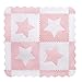 Price comparison product image 4 Large White Interlocking Foam Baby Play Mat with Pink Stars Tiles - Play Mats with Edges. Each Tile 60 x 60cms. Total 1.5m2.