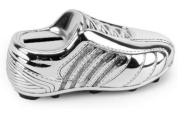 Baby Gift Ideas - Cadeau Baptême - Boite Argenté - Chaussures de Football - 12.8 x 9 x 7.4 cm