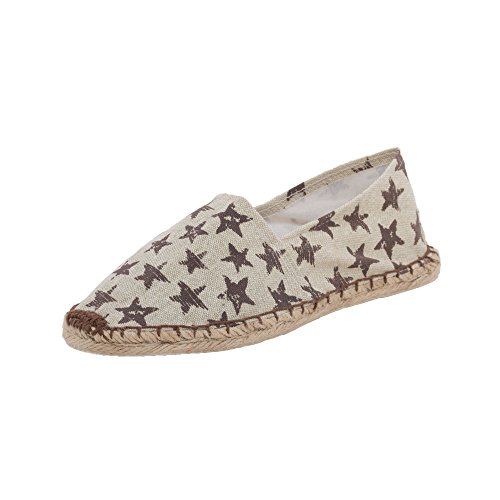 Japanwelt Espadrilles Sterne Braun-Beige
