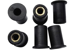 TUOSERVO Black Rubber Wellnuts Well Nuts Bolts Motorcycle Windshield Blind Fastener 6pcs (M6)