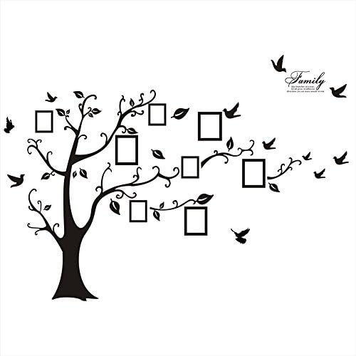ULATREE Removable Wall Decal Wallpaper Large Family Tree Photo Frames Peel &amp; Stick Wall Decal For Living Room 60 cm x 90 cm