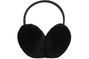 HIFSA Ear Muff Wind Protection Fur Ear Warmers Comfortable Thermal Earmuffs Soft Adjustable Black Classic Fleece Fluffy Muffs for Ladies Outdoor Men Winter Head Cover Accessories (Pack of 1)