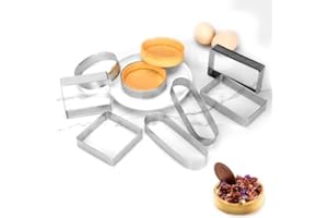 Guowall 8 Pezzi Stampo Perforato, Rettangolare, Rotondi, Ovali in Acciaio Inox Anelli per Torta