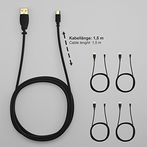 5 x KabelDirekt 1,5m schwarzes Micro USB 2.0 Kabel – TOP Series - 3