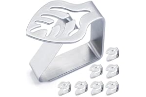 quxup Nappe Clips Anti-Glissant Lot de 8 pinces pour nappe décoratives en acier inoxydable épais - Pour pique-nique, barbecue, mariage, fête (Feuilles)