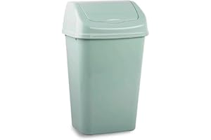 CABLEPELADO Papelera plastico basculante, Cubo basura basculante, Basura plástico tapa basculante, 47 cm altura x 28.5 cm ancho x 22.5 cm fondo, PP5 Plástico resistente, Capacidad 15 Litros (Verde)
