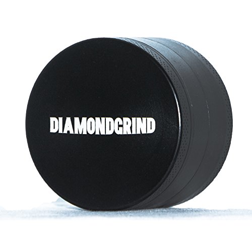 DIAMONDGRIND Design Pollen Grinder Crusher für Tabak, Herb, Spice, Gewürze, Kräuter, Kaffee, herb. 4-teiliges Schwarze Set mit Pollen Schaber - 5