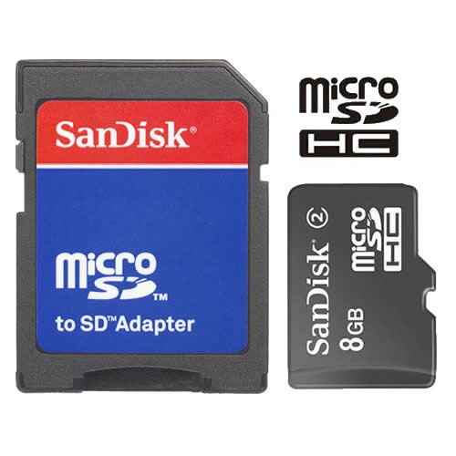 8GB microSD SDHC Speicherkarte für Samsung S5230 Star inkl. Adapter auf SD, sandisk