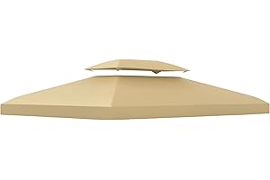 Outsunny Toile de Rechange pour pavillon tonnelle Tente 3 x 4 m Polyester Haute densité 180 g/m² Beige
