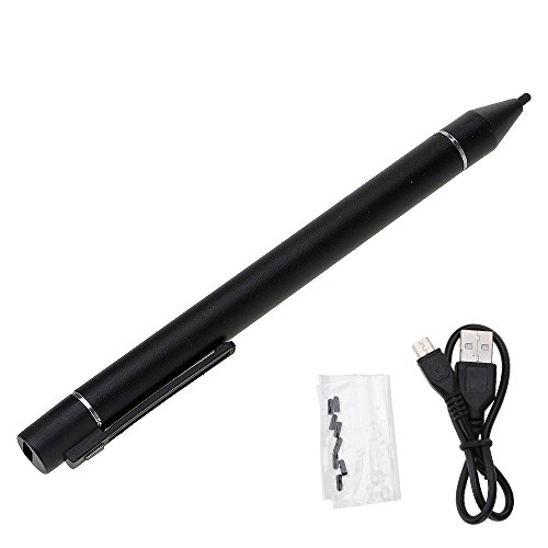 HuntGold ?Wiederaufladbar Feiner Punkt Touch Eingabestift für Samsung iPhone iPad Android Tablet Schwarz - 2