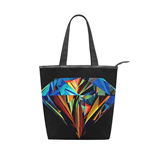 FANTAZIO Damen Handtasche Geometrische Diamanten Cavas Handtasche