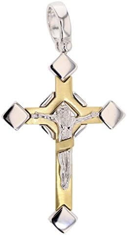 Gold Cross Pendant With White Gold Corpus Pendant 14-Carat 585 Gold 2419