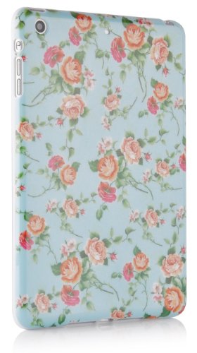 JAMMYLIZARD | Hülle für [ iPad Mini 3., 2. und 1. Generation ] Back Cover aus Silikon mit Vintage Motiv, BLAUES BLUMENMOTIV - 3