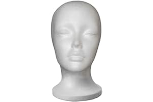 SENRN 1PC Mannequin Head Wig Display Foam Head Manikin Training Head Model Wig Stand White