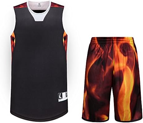 Basketball Top and Shorts, Sanheng Quick-Dry Round Collar Jerseys and Shorts Training Clothing Set for Men with Pocket