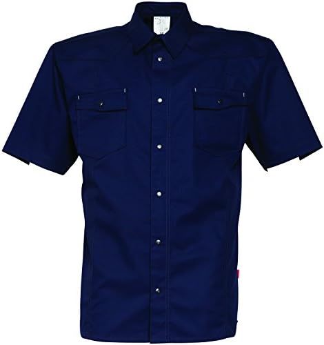 Havep 1654 M4100-S Worker Short Sleeves Shirt, Navy Blue, Small