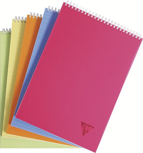Clairefontaine 22903203 - Libreta escolar cuadriculada (espiral en la parte superior, A4, 80 hojas), varios colores