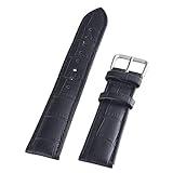 GOPG Lederuhr mit Dornschließe für Damen Und Herren Ist für Casio King Dw Tissot CK Armani Geeignet-Schwarz-Silberne Schnalle-16Mm