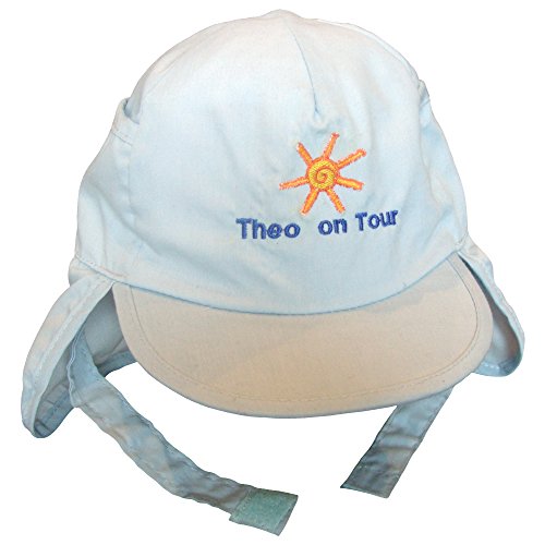 Baby Boys & Girls Personalised Name Summer Sun Legionnaire Hat (Blue "On Tour")