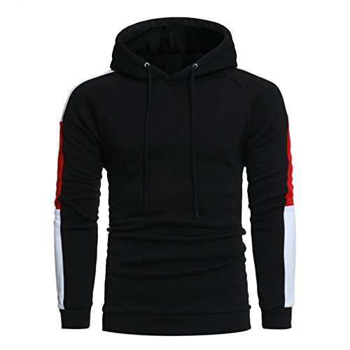 Preisvergleich Produktbild VENMO Männer Langarm-Patchwork Hoodie Kapuzenpulli Tops Jacke Kapuzenpullover Sport Hoodie Pullover mit Kapuze Herbst / Winter Sweatshirt Übergang Hoodie Kapuzenpullover Pullover (XXL, Black)