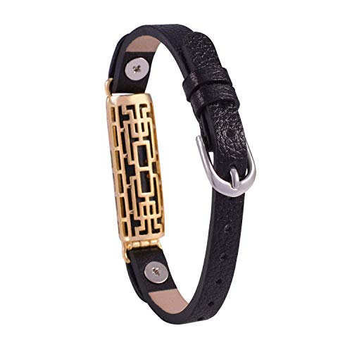 chofit Sustitución correa de piel negro con clip soporte para Fitbit Flex 2 (no Tracker), color Small Strap with Gold Clip