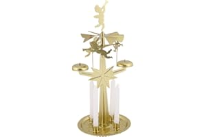 KALADIA Knox lampka dzwonki gra w kolorze złotym - piramida dzwonka - z metalu - z 4 białymi świecami