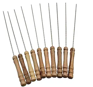 K Kudos Enterprise Premium Quality Multipurpose Barbecue Skewers for BBQ Tandoor and Grill, Stainless Steel Stick with Wooden Handle (Pack of 2)