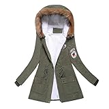 Luckycat Warmer Langer Mantel der Frauen Pelzkragen Kapuzenjacke Schlank Winter Parka Outwear Mäntel Jacken Mäntel Sweatjacke Winterjacke Fleecejacke Steppjacke