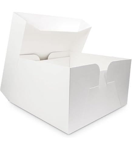 Lot De 10 Boîtes à Gâteaux 30x30x13cm - Carton Blanc Avec Couvercle - Pour Pâtisserie Et Transport