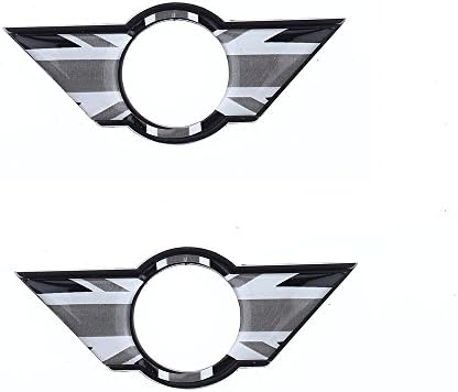 Black Union Jack Flag Black Finsh Wing Emblem Decor Trim Rings for MINI Cooper 11-Present R60 Countryman/13-Up R61 Paceman