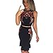 Produktbild Vovotrade®  1 Set Women Appliques Rose Print Sleeveless Strap Camisole Shirt+Skirt Item specifics (Size:M, Schwarz1)