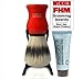 Shaving Brushes by men-u Barbiere Pure Bristle Shave Brush and Stand White with Free Shave Creme Tube 15ml