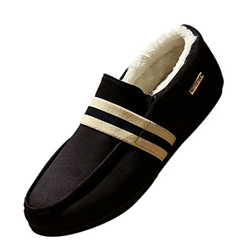 Deylaying New Hommes Hiver Pantoufles Mocassins Chaud Flat Chausson Doux doublés de Fourrure Slippers