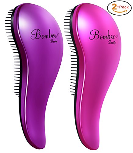 Entwirren Haar Bürsten - 2er Pack Set - Nass Haarbürste - Beste Bürste / Kamm für Frauen, Mädchen, Männer & Kinder,Rosa und Violett