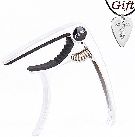 Guitar Capo, Single-handed Trigger Style Guitar Accessories, Mugig Zinc Alloy Guitar Clamp Suitable for Flat Fretboard Electric, Acoustic Guitar, Guitars, Ukulele, Banjo, Mandolin, Bass Capos