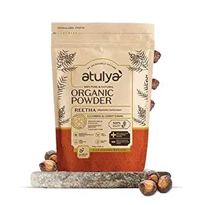 Atulya 100% Pure & Natural Organic Powder Reetha - Remove Dirt & Excess Oil, Enhances Hair Growth, Evens Skin Tone | Reetha Powder for Hair Growth - 100 g