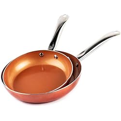 Les originaux Vital Copper! Ensemble de 2 casseroles avec revêtement de cuivre ultra résistant 100% sans PFOA et PTFE Peut également être utilisé au four sur une plaque de cuisson à gaz et à induction
