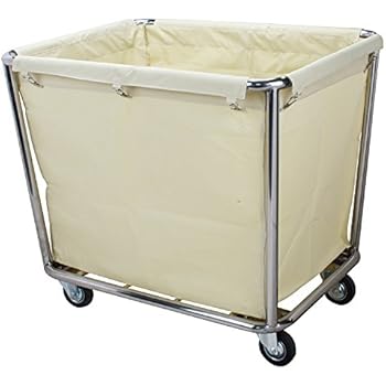 Wäschekorb auf Rollen mit herausnehmbaren Wäschesack - Farbe Creme und