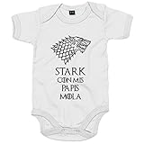 Ideal para regalar a papis Body bebé Juego de Tronos Stark con mis papis mola - Blanco, 6-12 meses