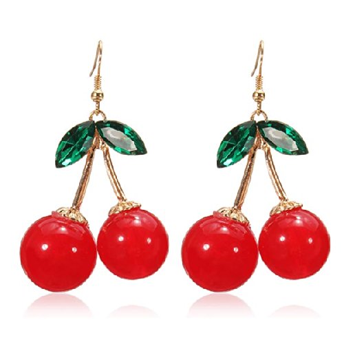 Book's Cover ofBoolavard Belles boucles doreilles cerises rouges avec pierres de strass
