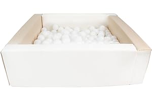 Velinda Piscine à balles carrée avec 200 balles, Cuir écologique, 5 éléments (Couleur de la Piscine/de balles: Blanc, Cappuccino/Blanc)