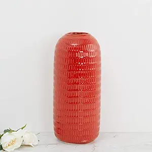 Home Centre Porcelain Vase (Standard, Red)