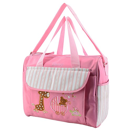 Preisvergleich Produktbild Jitong Schick Handtasche Wickeltasche für Baby Gestreifte Umhängetasche Windeltasche Pflegetasche mit Reißverschluss (Rosa #2, 39 * 20 * 32cm)