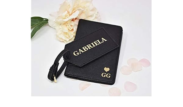 personalised passport holder and luggage tag gift set
