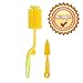 Produktbild INCHANT Baby Silikon Flaschenbürste & Nipple Brush - Flaschenbürste Reiniger 360 ° rotierenden langen Griff, perfekt für Babyflasche, Wasserflasche, Becher, Tasse, Glas (gelb)
